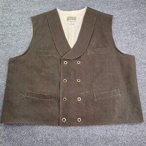 Frontier Classics Vest Mens 2XL Brown Double Breasted Western Steampunk Canvas